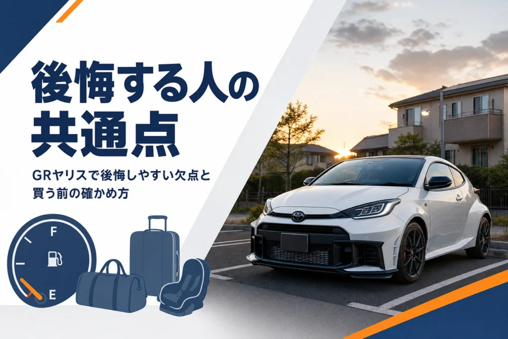 GRヤリスを買って後悔する人の共通点を解説する記事のアイキャッチ