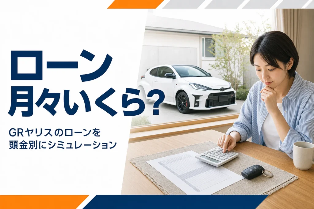 テーブルに置かれたローン試算の紙と電卓と車のキー