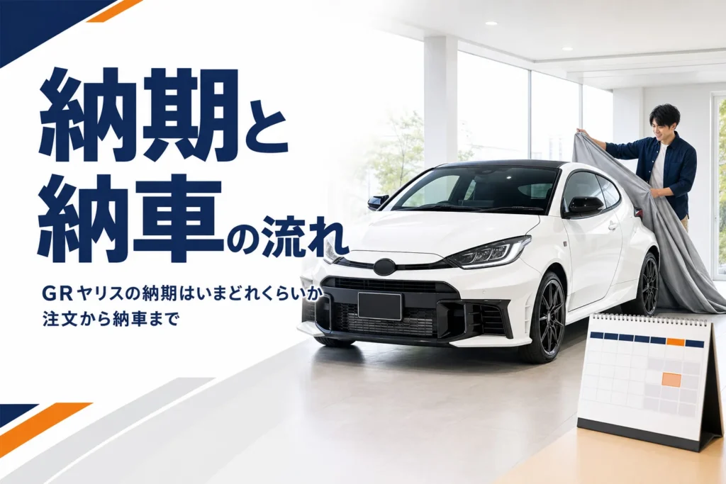 GRヤリスの納期と注文から納車までの流れを解説する記事のアイキャッチ