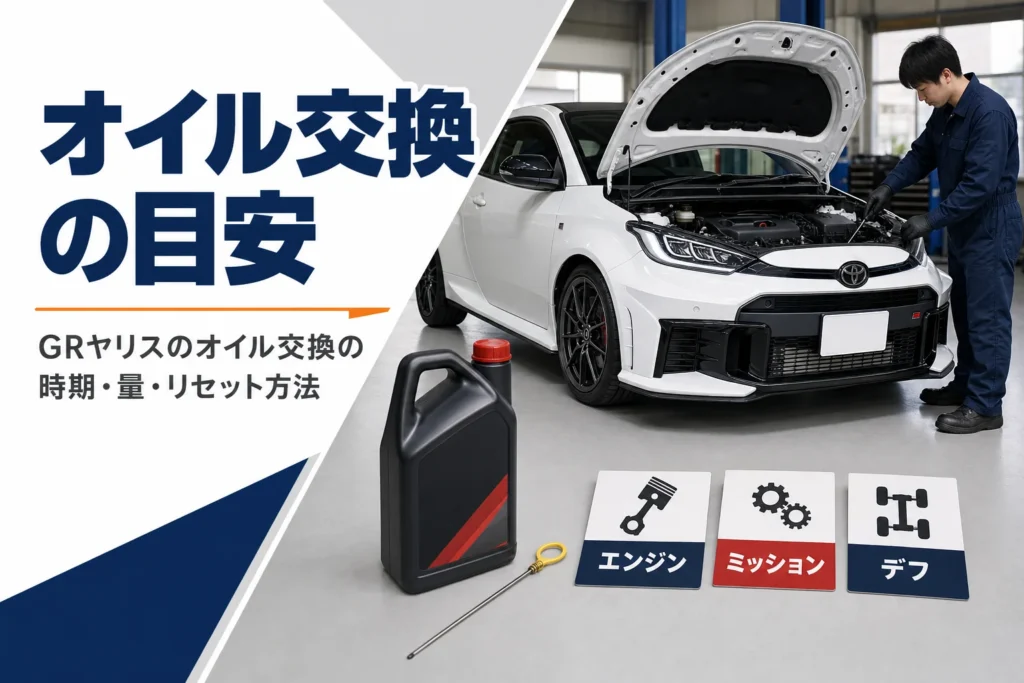 GRヤリスのオイル交換の考え方をまとめたアイキャッチ
