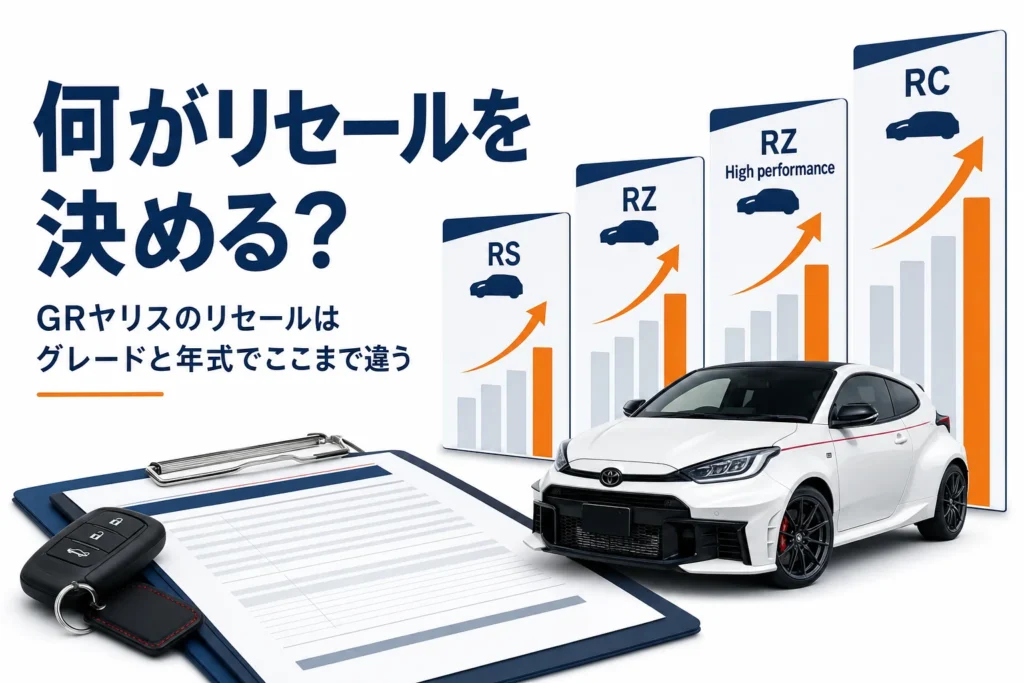 GRヤリスのリセールバリューをグレードと年式で比べる記事のアイキャッチ