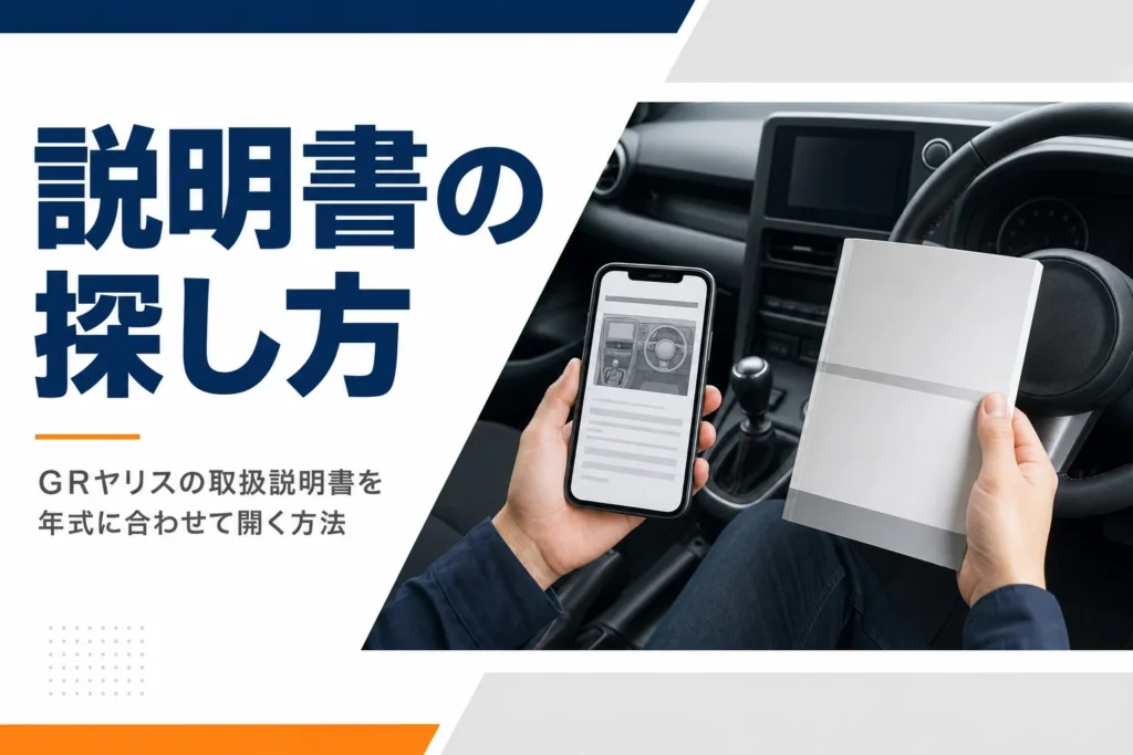 GRヤリスの取扱説明書の見方を解説する記事のアイキャッチ