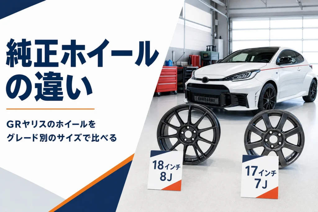 GRヤリスの純正ホイールのサイズ差を示したアイキャッチ
